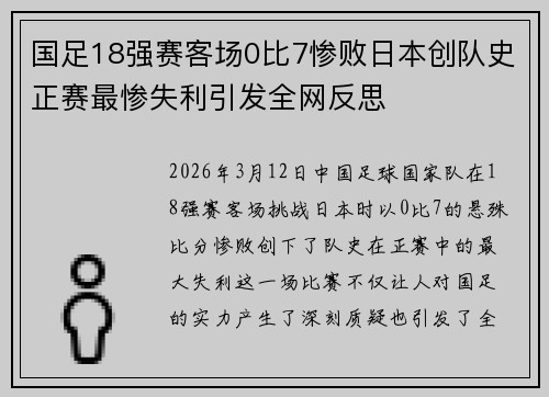 国足18强赛客场0比7惨败日本创队史正赛最惨失利引发全网反思